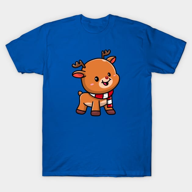 Cute Baby Deer Moose Cartoon Vector Icon Illustration T-Shirt by Catalyst Labs